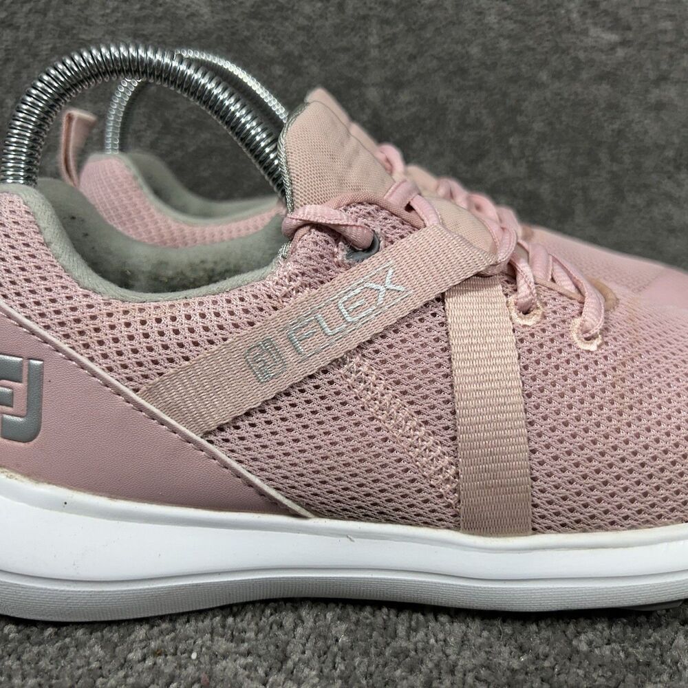 FootJoy Fj Flex 95730 Women's Size 7 M Pink White Spikeless Golf Shoes Used - Picture 2 of 13